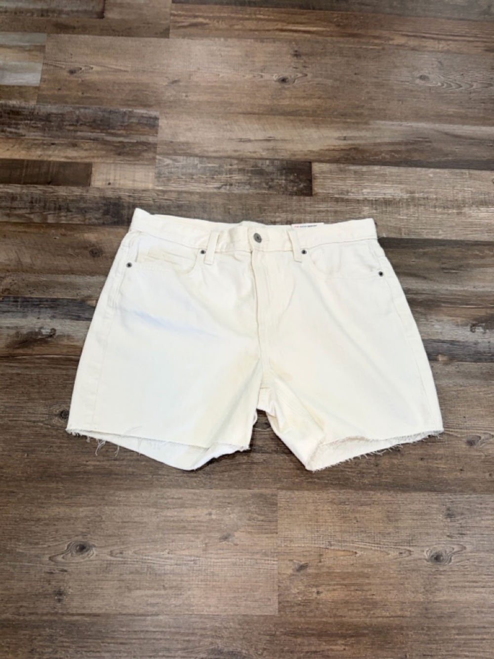 Old Navy High Rise Slouchy Straight White Denim Cut Off Shorts Size 8 Coastal
